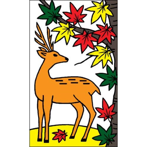 10月 「紅葉に鹿」 はがき判